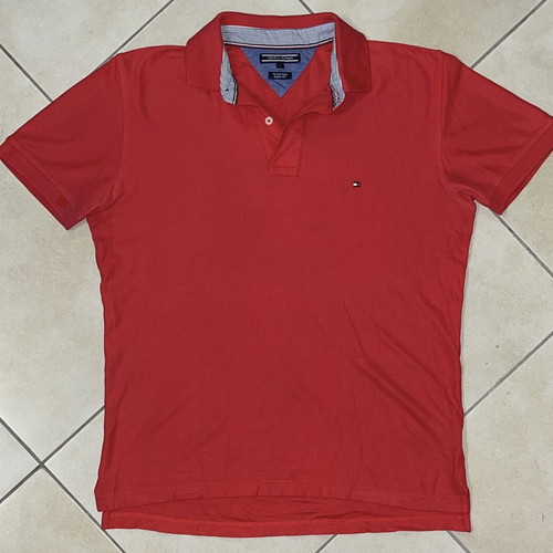 Tommy Hilfiger Men Polo Shirt, red, size L, regular fit premium pique