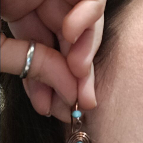 Bronze earrings with turquoise beads new, handmade