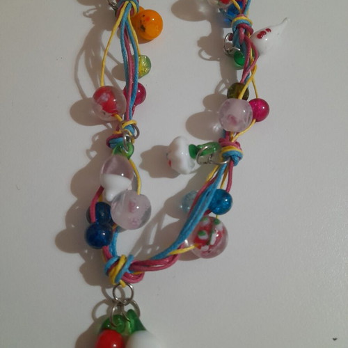 Handmade necklace like new with colorful glass elements