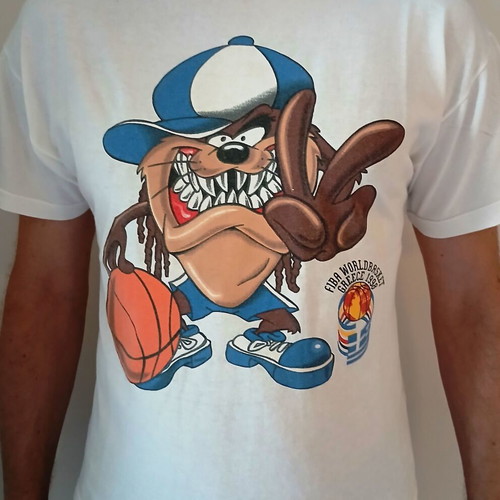 FIBA World Basket Greece 1998 T-Shirt like new, Taz Looney Tunes