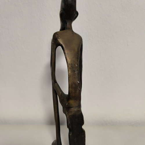 Vintage African Bronze Statue The Thinker 26 cm