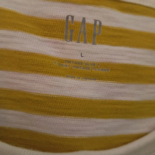 Gap men's striped t-shirt large like new, ochre-white