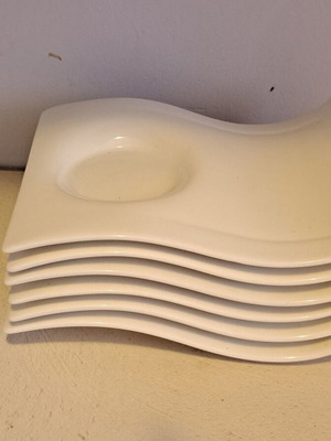 Villeroy & Boch NewWave ceramic plate set of 6, asymmetrical wavy shape