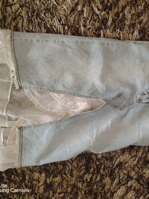 Lynne Denim φούστα με άνοιγμα σαν καινούργιο, άσπρη και τιρκουάζ