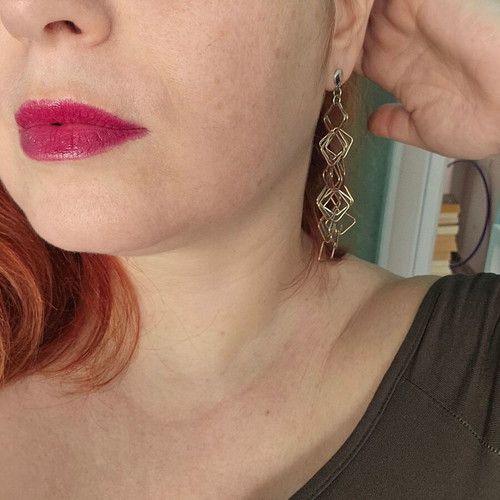 Silver 925 earrings used, tricolor, dangle