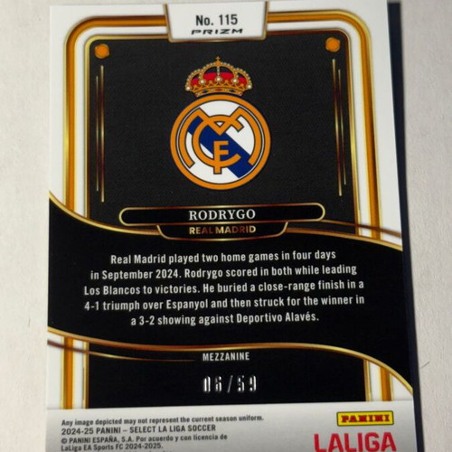 2024-25 Panini Select La Liga Rodrygo # CheckerBoard card like new