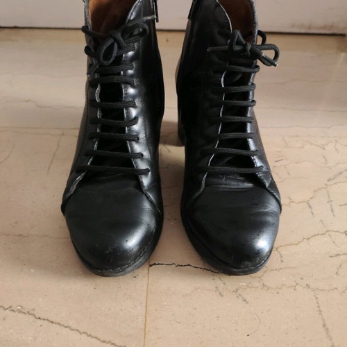 Leather ankle boots used, black, size 37 with zipper