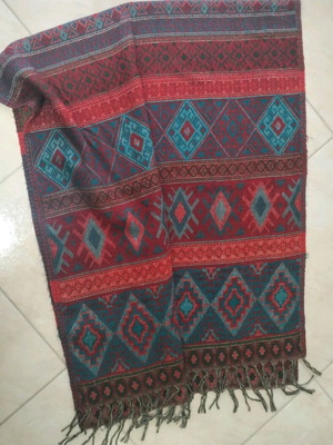 Long scarf like new with ethnic patterns, multicolored