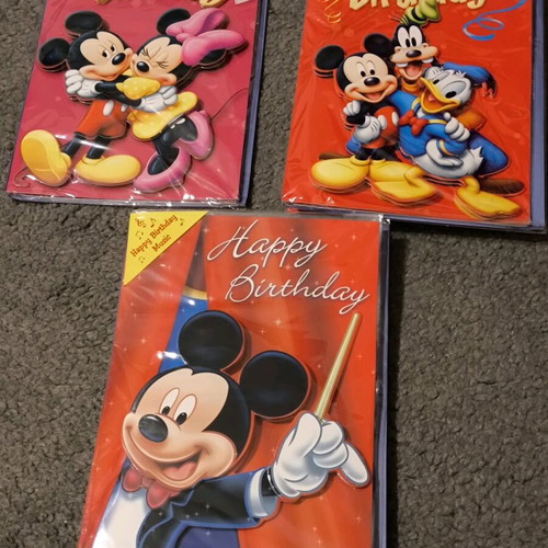 Musical birthday cards new, set of 5 with Mickey Mouse and Minnie