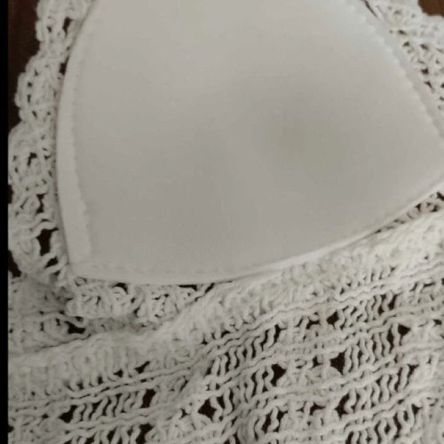 Crochet crop top boho off white new, one size