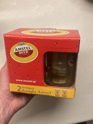 Amstel Draught Glasses set of 2 new, promotional beer mugs