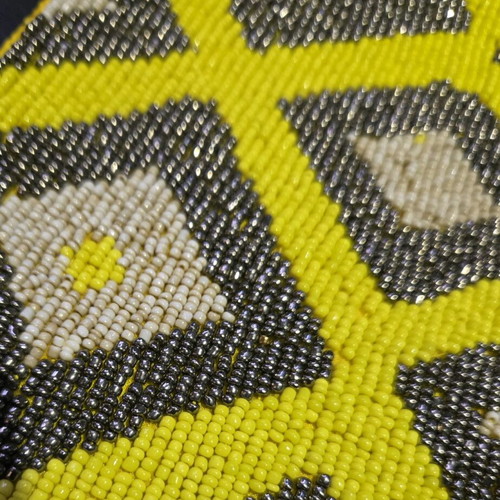 Ethnic wallet used, gray and yellow