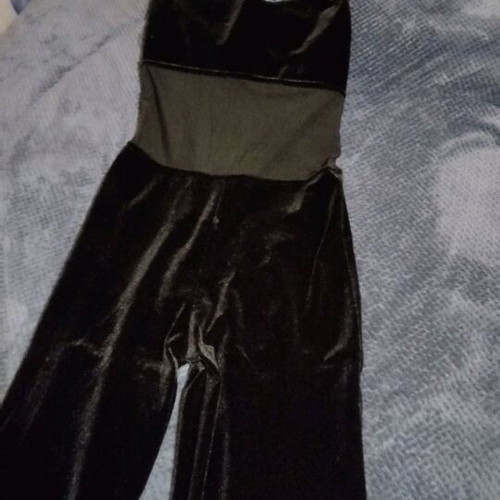 Velvet evening jumpsuit with waist transparency medium like new