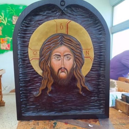 Carved religious icon new, wood