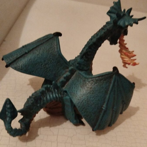 Papo Blue Fire Breathing Dragon collectible figure like new
