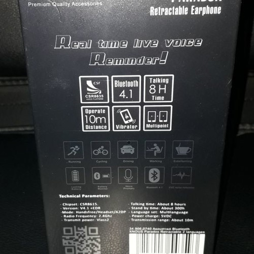 Wireless headset Xnous Premium Paradox new, retractable earpiece