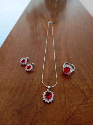 S925 Silver-Plated Jewelry Set with Zircon Stones new