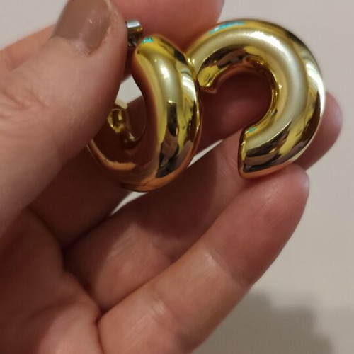 Earrings gold-colored hoops new, stainless steel