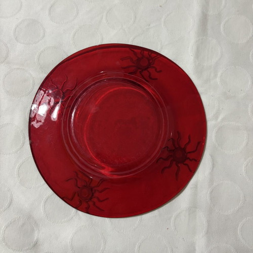 Vintage decorative red glass plate