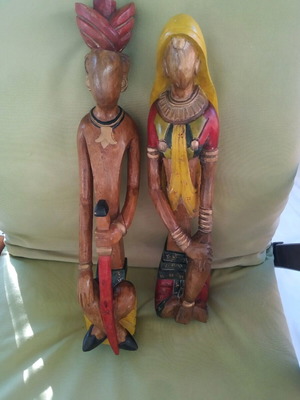 Wooden carved couple figures like new