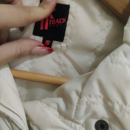 Girls' quilted jacket like new, cream and beige