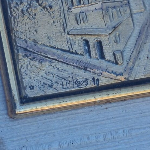 Old 925 Silver Engraved Plaque Like New