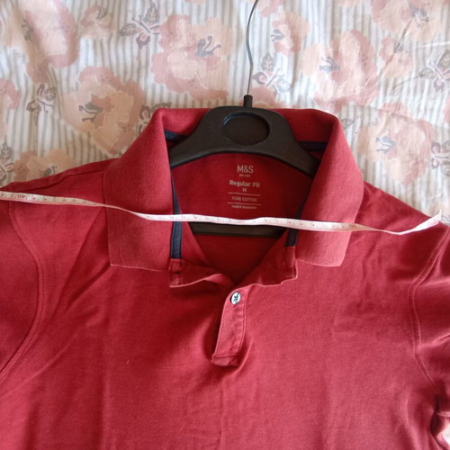 Marks & Spencer men's short-sleeve shirt medium used, red cotton