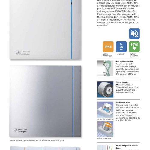 S&P Design 200CRZ Bathroom Extractor Fan Wall-Mounted 120mm White