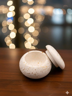 Macaron Jewelry Box New White with Gold Details