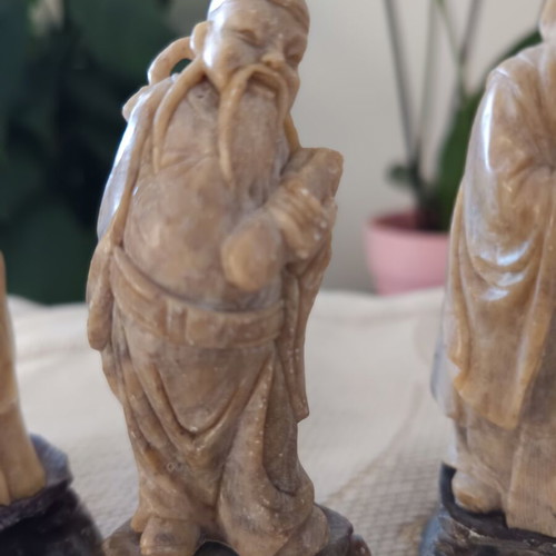 Feng Shui Three Wise Men soapstone figurines like new