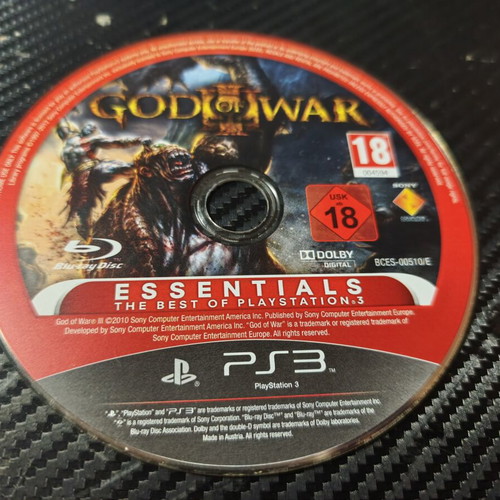 God of War III PS3 Essentials game disc