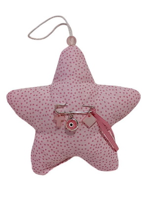 Baby amulet star pink with pin, eye charm and cross