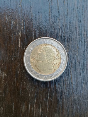 Νόμισμα 2€ Βελγίου μεταχειρισμένο με σφάλμα κοπής 2000