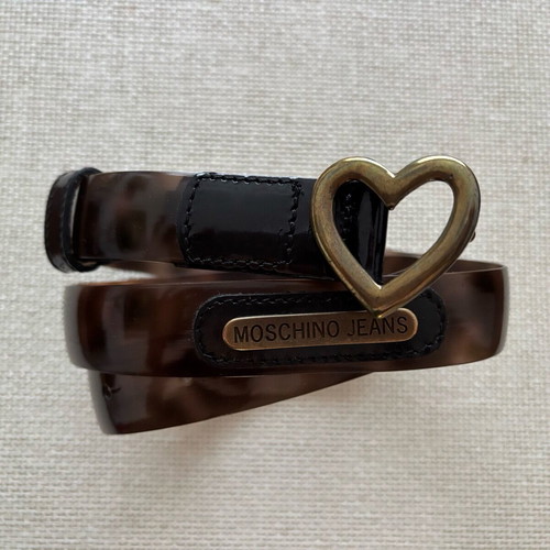 Moschino Jeans vintage tortoiseshell belt with heart buckle, like new
