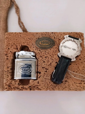 Wristwatch and lighter set new with packaging