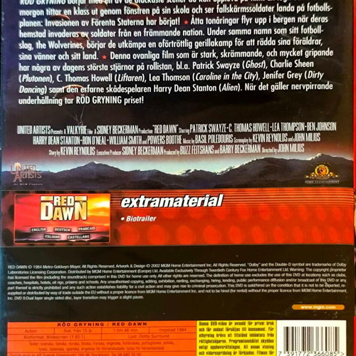 Red Dawn DVD ταινία δράσης με Patrick Swayze, αγγλικοί υπότιτλοι