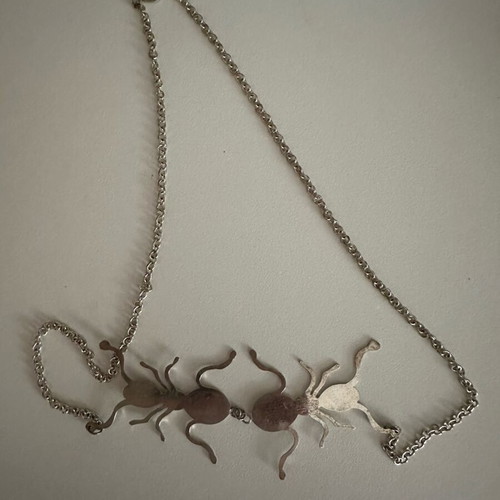 Vintage LAK 2000s statement necklace with ants silver tone, like new