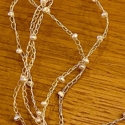 Handmade knitted necklace with beads new
