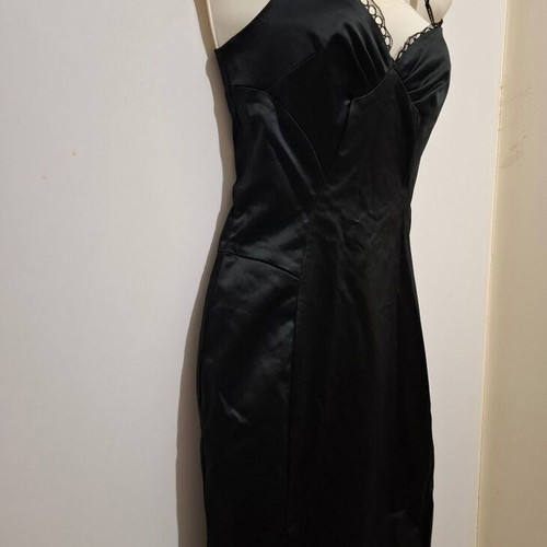 Dolce & Gabbana Black Satin-Look Cocktail Mini Dress IT 40 like new