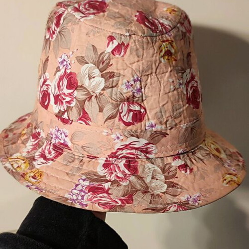 Floral kids hat used, size 54, multicolored