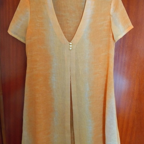 Semi-transparent tunic like new, size M/L, orange-yellow batik