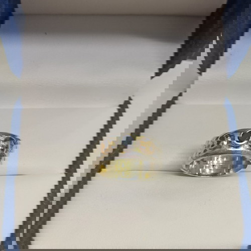 Δαχτυλίδι 925 με χρυσές λεπτομέρειες 14Κ και zircon μεταχειρισμένο