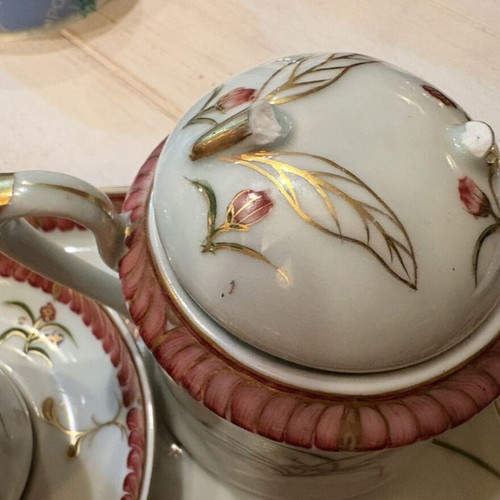 Vintage Limoges porcelain coffee set used with tray, cups and sugar bowl