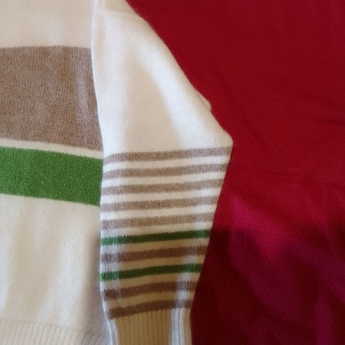 Pennyblack women's sweater new, ecru with green and brown stripes, size L