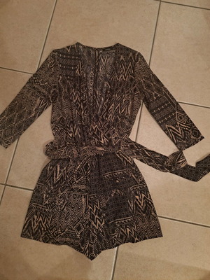 Bershka one-piece shorts like new, black and beige, size S