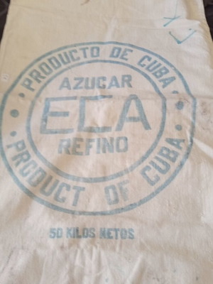 Vintage κουβανέζικο βαμβακερό σακί ζάχαρης 50 κιλά Producto De Cuba ECA