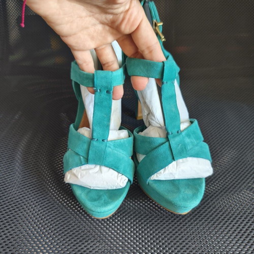 Schutz turquoise suede high-heeled sandals like new, size 38