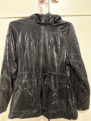 Zara black shiny parka with waist drawstring like new