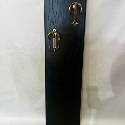Wooden wall coat rack used, black 122.5x29.5 cm