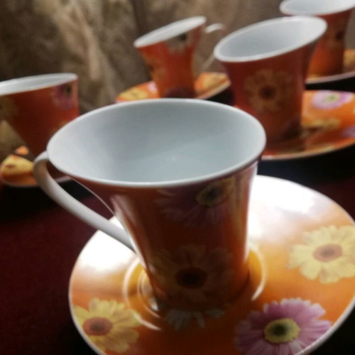 Porcelain Coffee Cups Set of 6 with Original Design